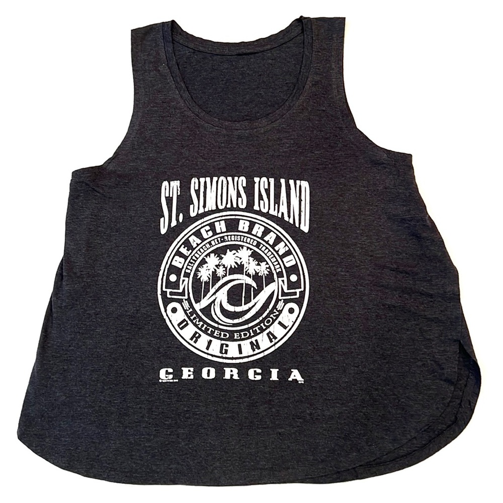 St Simons Island Georgia Grey Split Side Tank Top Beach Brand Original Medium